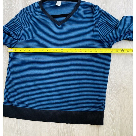 Gap Sweater Neck V Blue with Black Stripes Long Sleeves. Cotton, Silk, Nylon - Picture 6 of 8